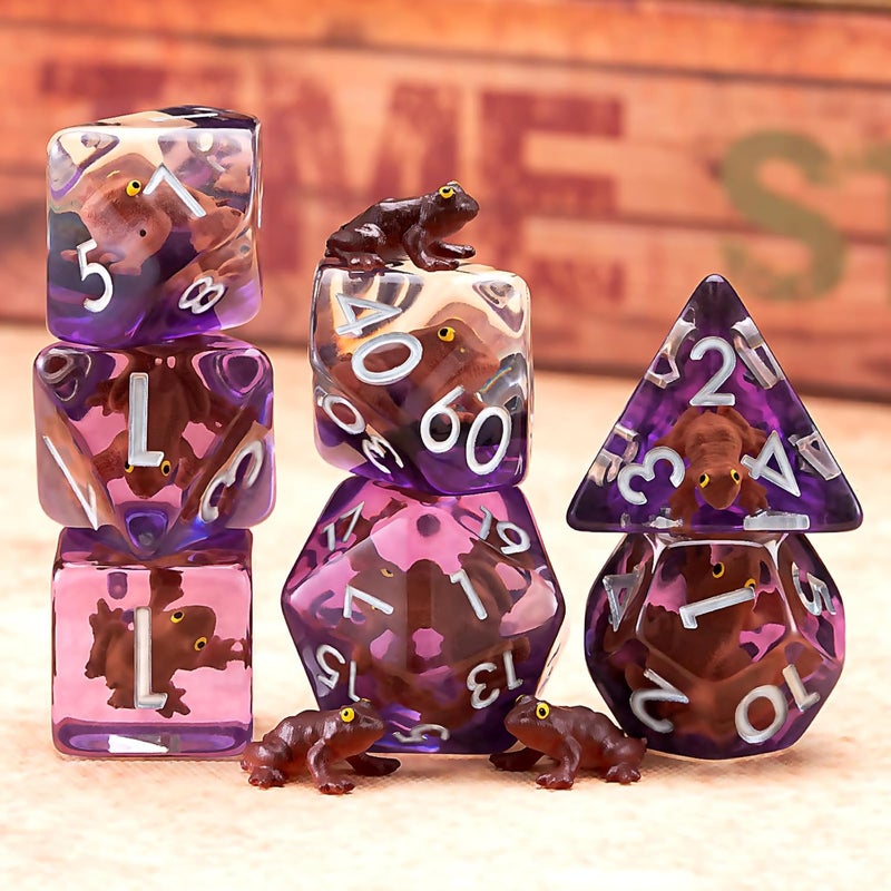 weyano Resin D&D Dice Set, Brown Frog DND Animal Polyhedral Dice for Dungeons and Dragons, RPG, MTG DND 7-DIE (D4, D6, D8, D10, D12, D20, D%) - Image 2